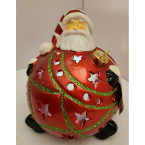 Home Reflections Ceramic Luminary Santa Ornament w/ Colorful Lights or Candle - Picture 7 of 16